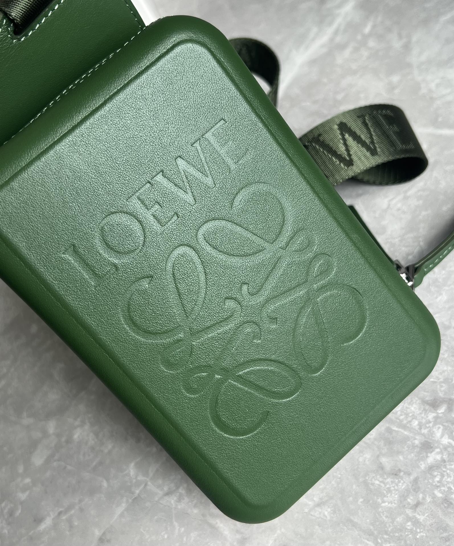 Loewe Molded Sling in Smooth Calfskin Green